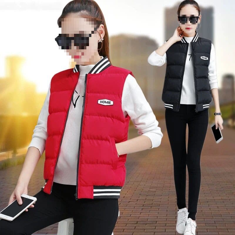 Short Vest for Women Autumn Winter Warm Loose Student Sleeveless Vest Cotton Padded Jacket Mother's Small Coat