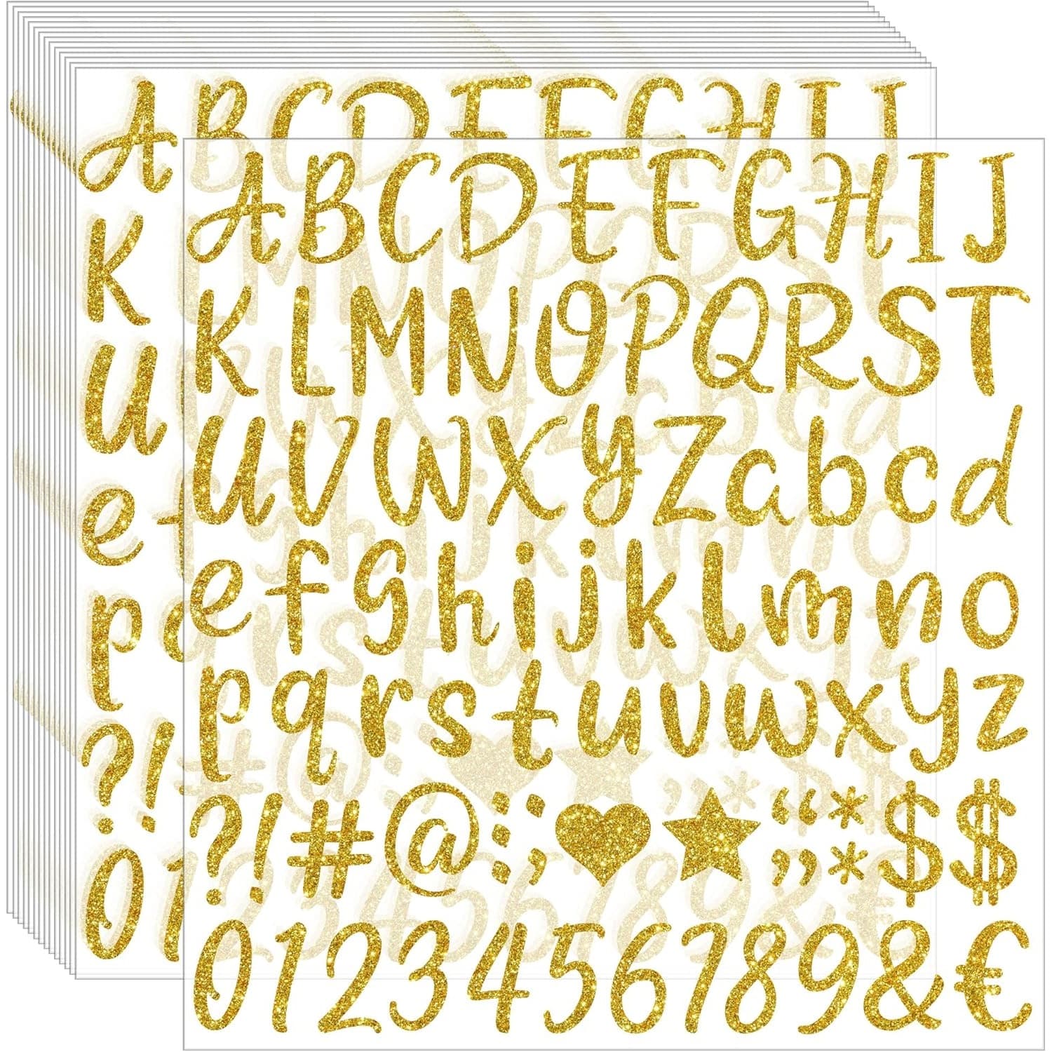 Amazon Cross-Border 1-Inch 648 Gold Letter Stickers 8 Large Sheets Self-Adhesive Glitter Graduation Season