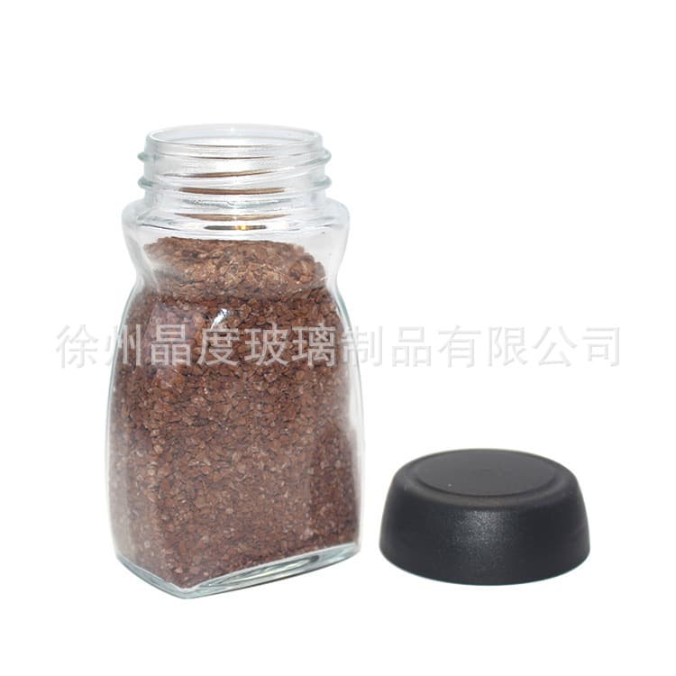 Coffee Canister Storage Jar Candy Jar Black Lid Transparent Glass Jar Square Coffee Canister Black Lid Manufacturer Wholesale