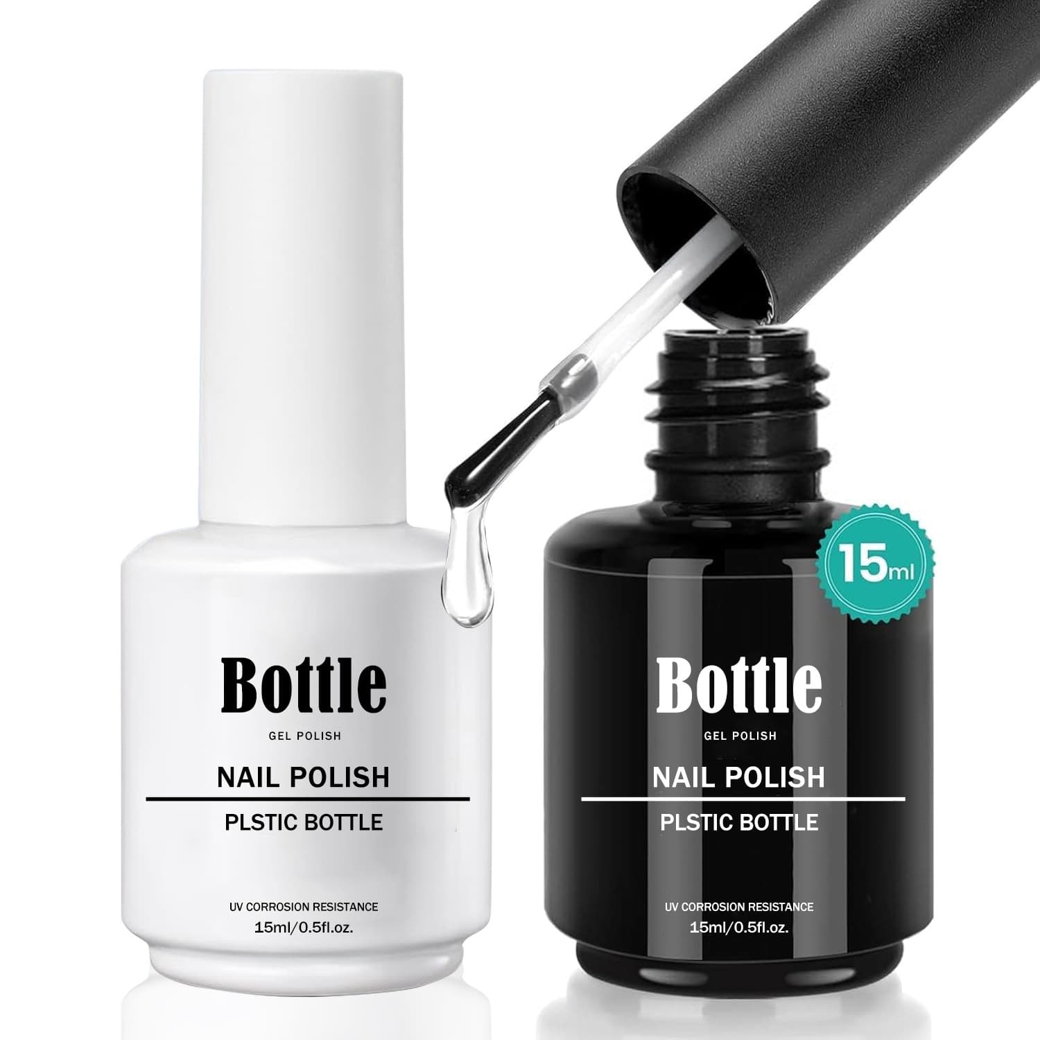 Shenluo 15ML Nail Gel Refill Brush Multi-Color Light-Proof Spray Print Round Plastic Nail Polish Bottle Refill Bottle
