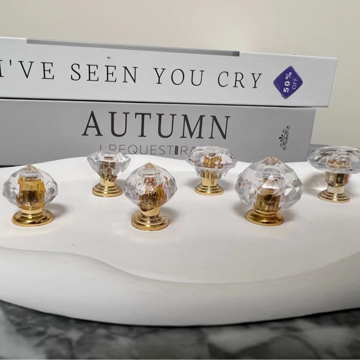 Wholesale Export Transparent Acrylic Pull Knob Water Drop Top, Ceramic Cup Lid Handle, Candy Box Nut Bowl Snack Dish