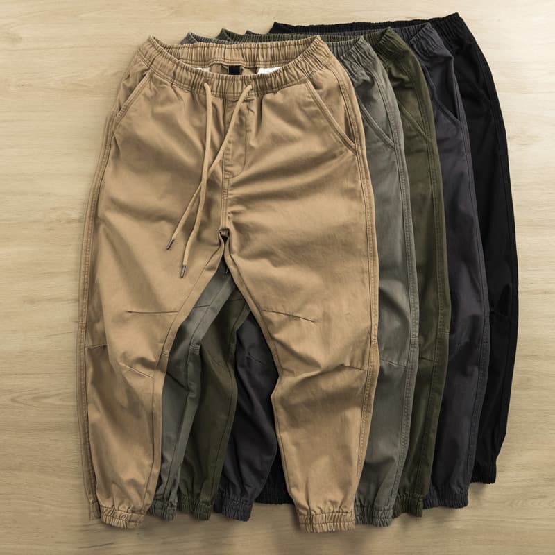 Spring Must-Have Men's Vintage Straight Tapered Chino Canvas Pants Loose Casual Streetwear Cargo Trousers