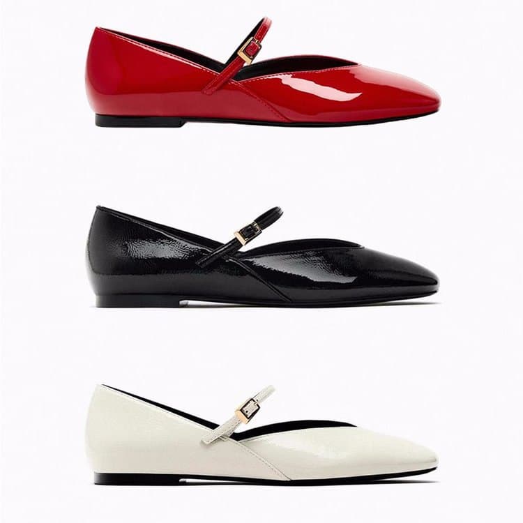 Cross-border Large Size Fashion Flat Shoes for Women, Red Soft Leather Ballet Style with Round Toe and Shallow Mouth, Versatile Flat Shoes