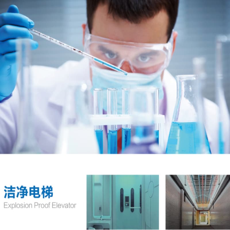 Cleanroom elevators for microelectronics chip factories, designed for Class 100,000 cleanrooms with dust-free specifications.