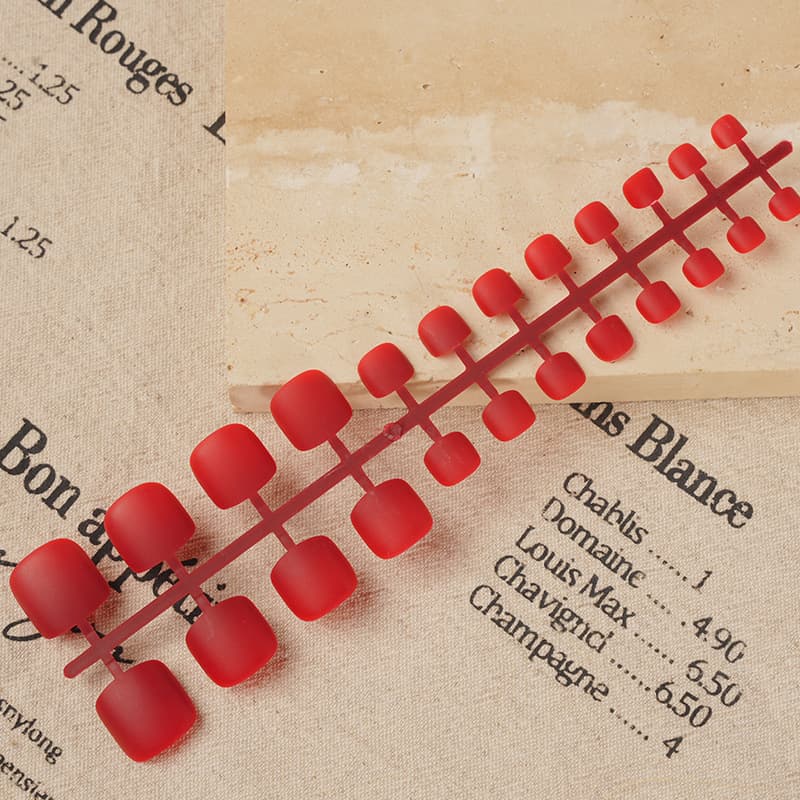 Prefabricated wearable nails wholesale red frosted short square wearable nails strips 24 pieces of whitening removable nail art pieces