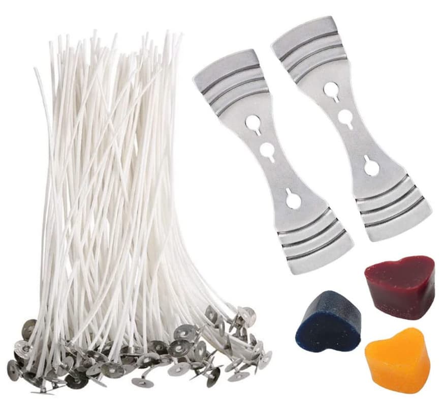 Candle Making Kit Supplies 6 Inch Cotton Pre-Waxed Candle Wicks Metal Candle Wick Base Candle Dye