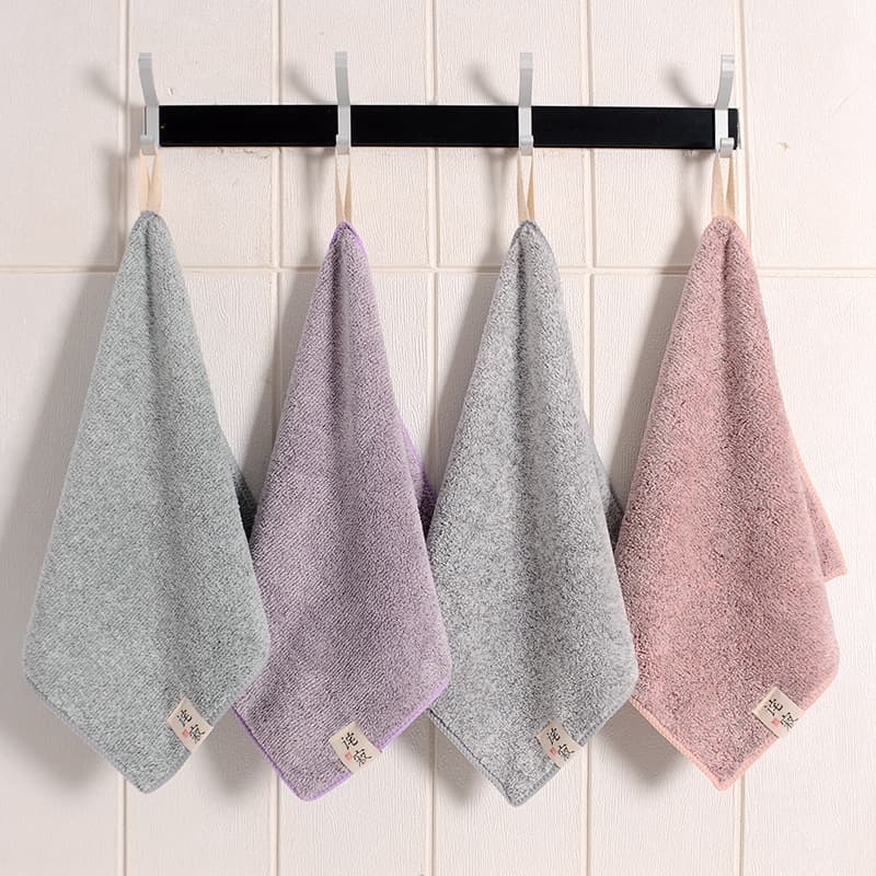 Kitchen Towel Non-Greasy Bamboo Charcoal Fiber Square Towel Wholesale Absorbent Quick-Dry Children's Bib Small Towel Hand Towel