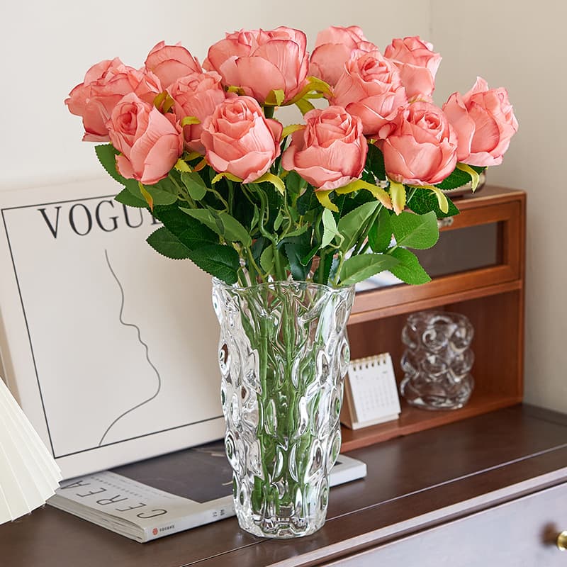 High-End Realistic Bulgarian Rose Artificial Flower Decoration Living Room Table Decoration Flower Arrangement Decoration