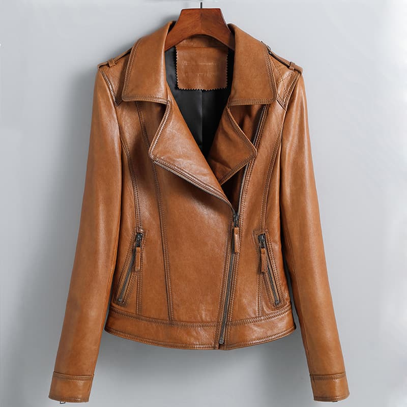 Haining Genuine Leather Jacket Women Short 2025 New Style Blazer Collar Leather Jacket Slim Fit Show Slim Genuine Leather Coat Fashion