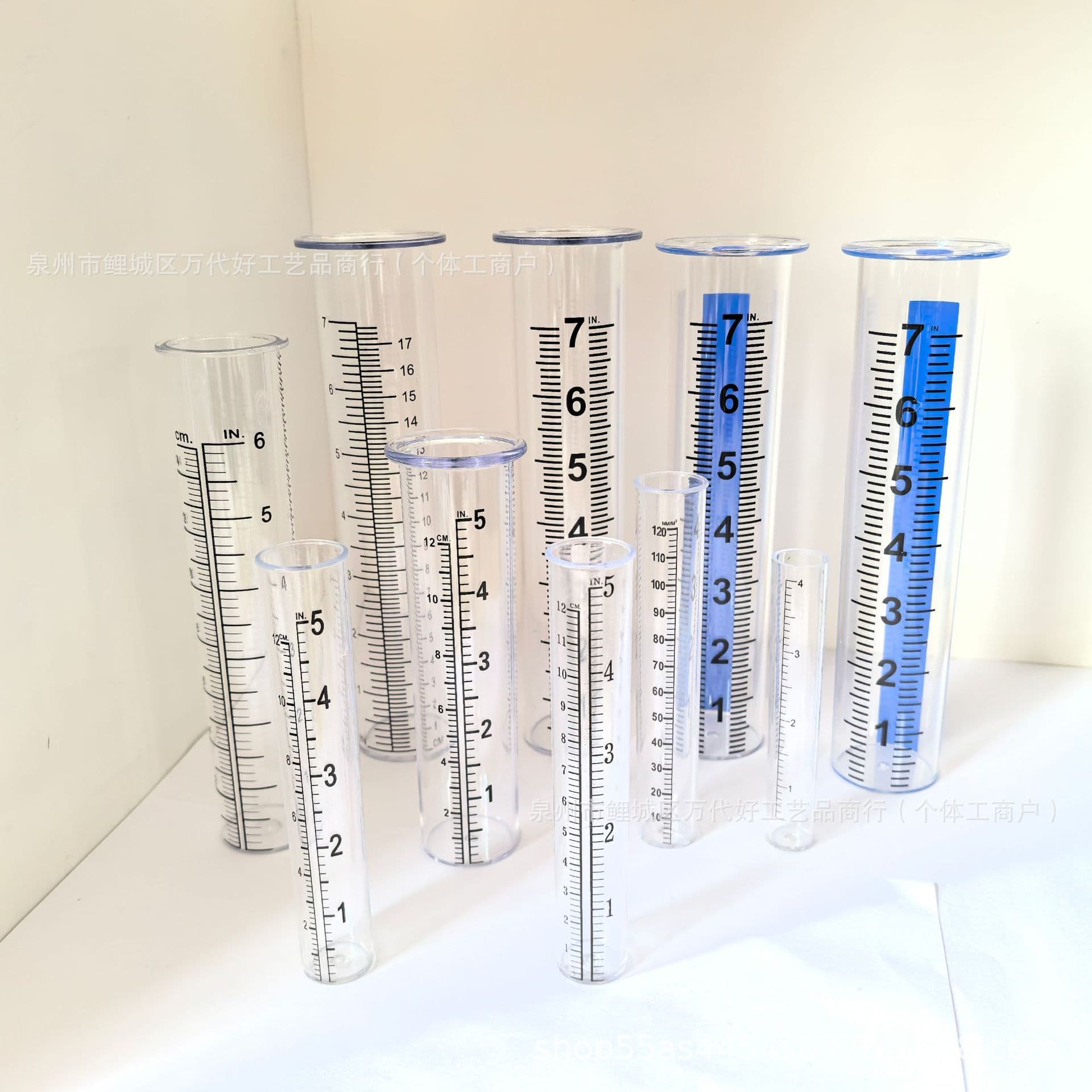 Plastic Graduated Test Tube Garden Glass Rain Gauge, Cross-border Hot-Selling Rainwater Collector, Outdoor Wrought Iron Rain Gauge