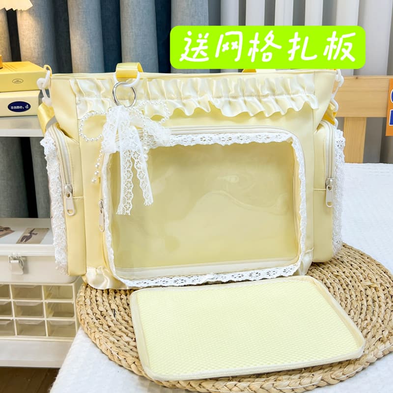 New College Style High-Fashion Trendy Crossbody Bag Large Capacity Transparent Badge ITA Bag Lightweight Crossbody Bag