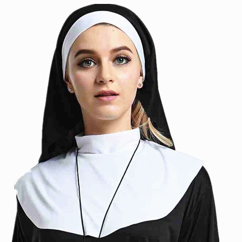 Halloween nun costume headdress maid hair accessories veil headband nun dress style accessories COS dance party