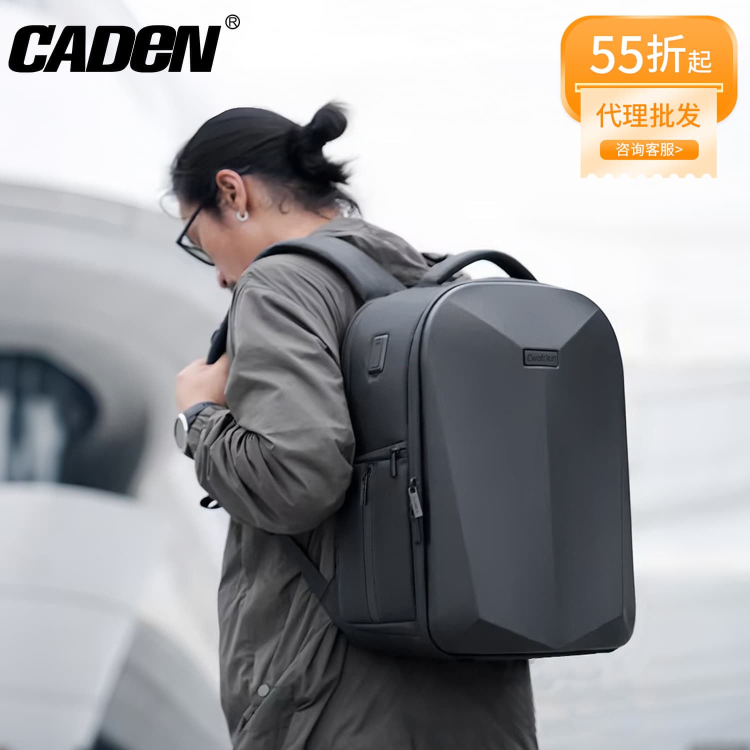 CADeN Hard Shell Double Shoulder Camera Backpack Professional Protective Photography Bag Multifunctional Waterproof Shockproof Camera Bag