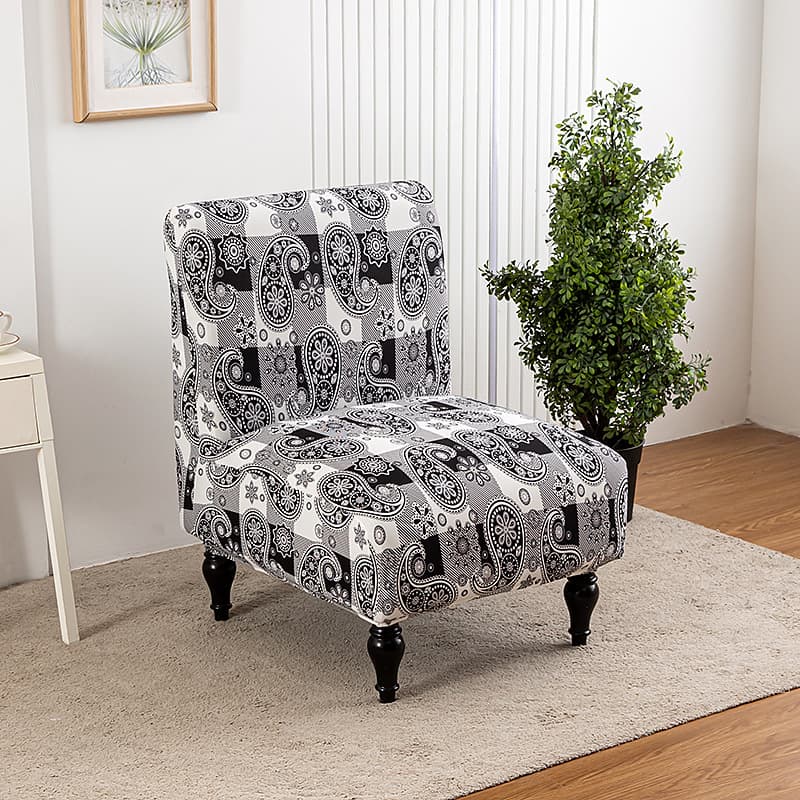 Amazon Stretch Printed Chair Cover Armless Small Single Sofa Cover Hotel Restaurant Short Back Fat Chair Cover