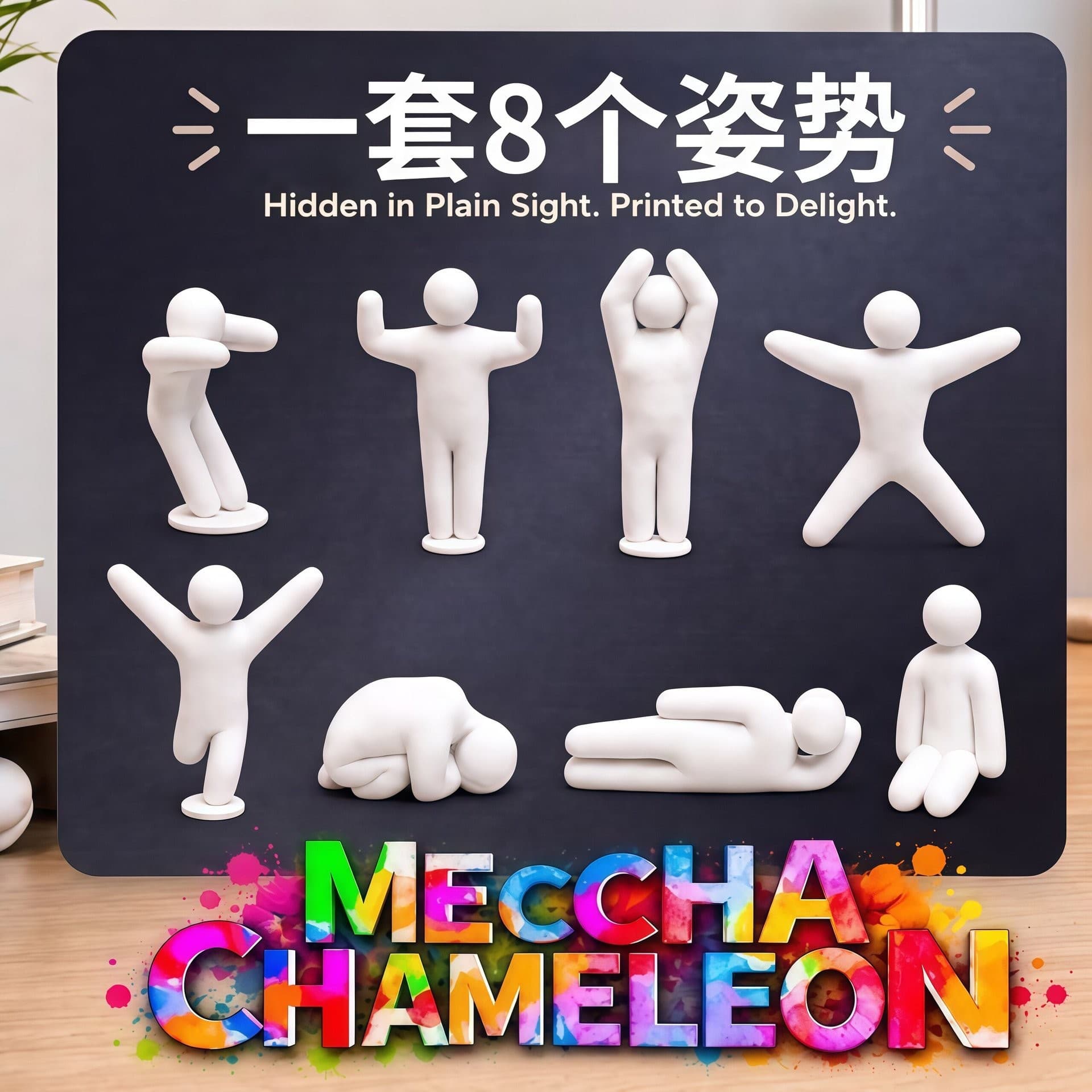 Cross-border New 3D Printed Meccha Chameleon Hide-and-Seek Creative Ornament Colorable Chameleon Figure