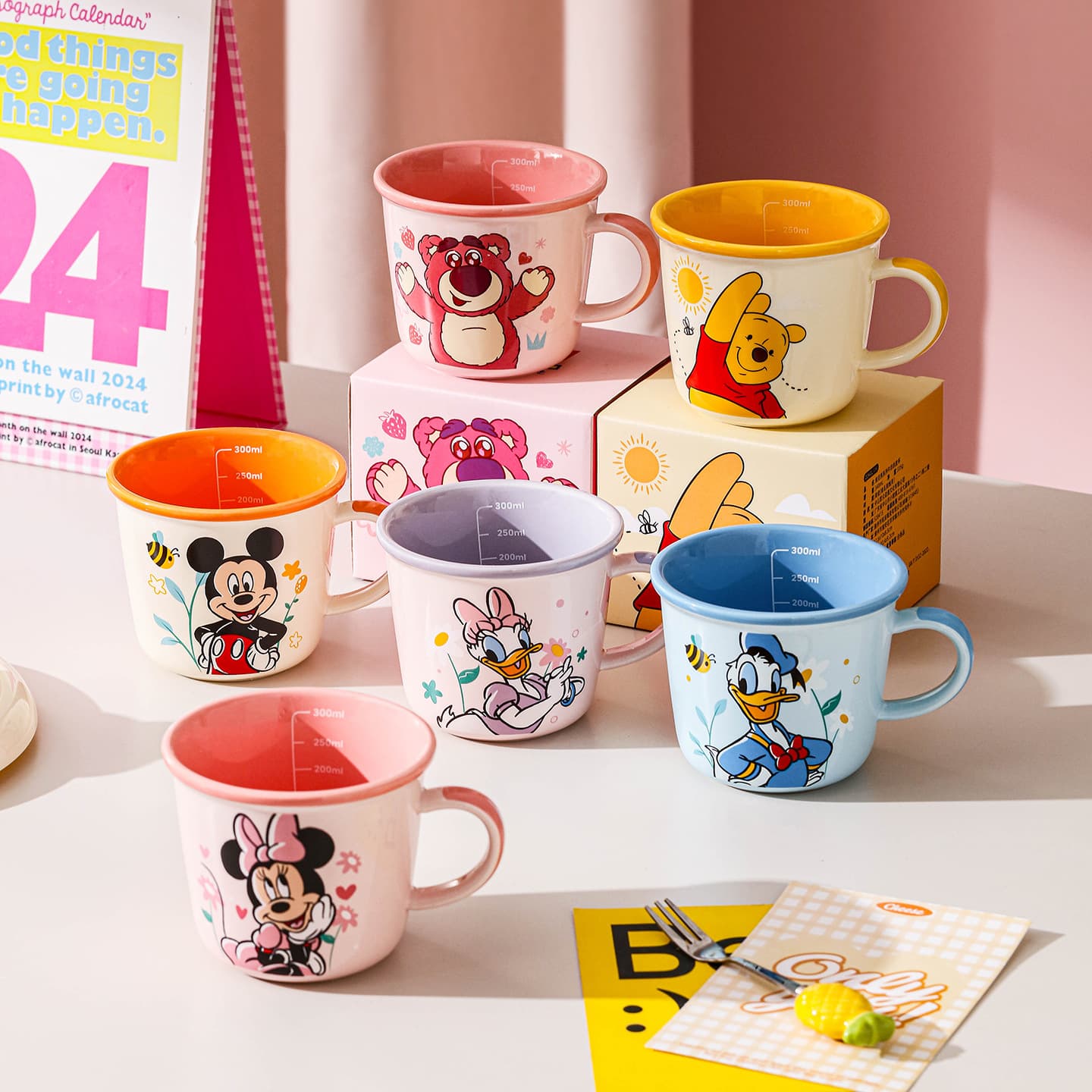 Stitch Children's Cute Scale Water Cup Home Cartoon Breakfast Cup Office Coffee Cup Wholesale