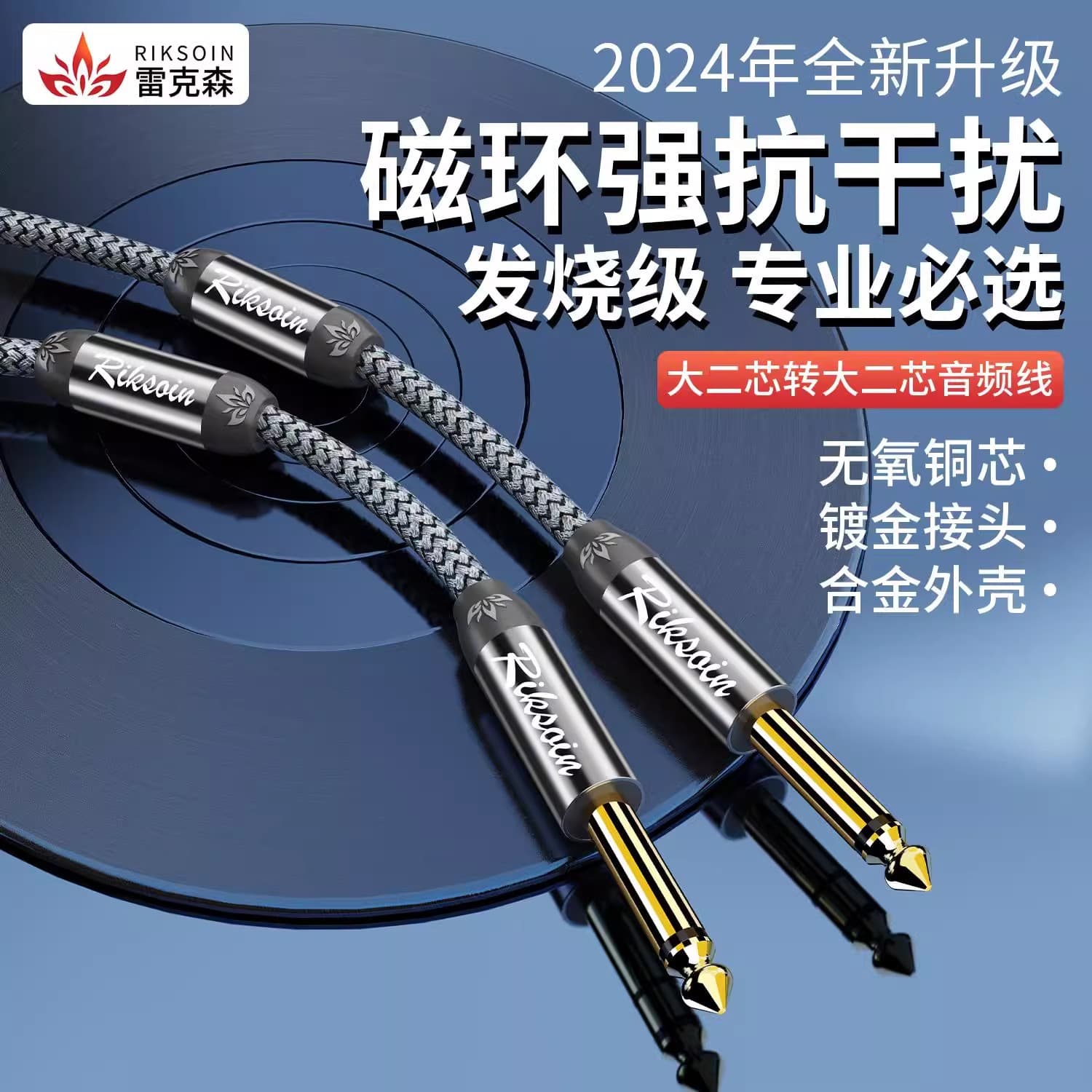 Rexson 6.5mm Guitar Line Noise Reduction Audio Cable for Speaker/Mixing Desk/Microphone/Amplifier