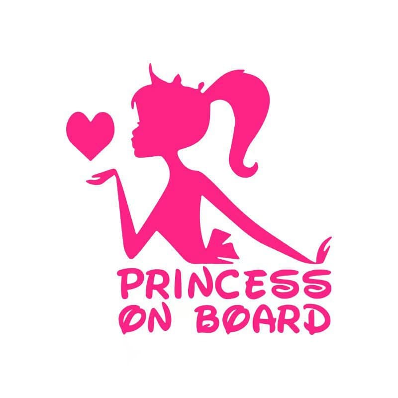 Cross border pink princess on car sticker vinyl car sticker decoration car glass laptop wall sticker
