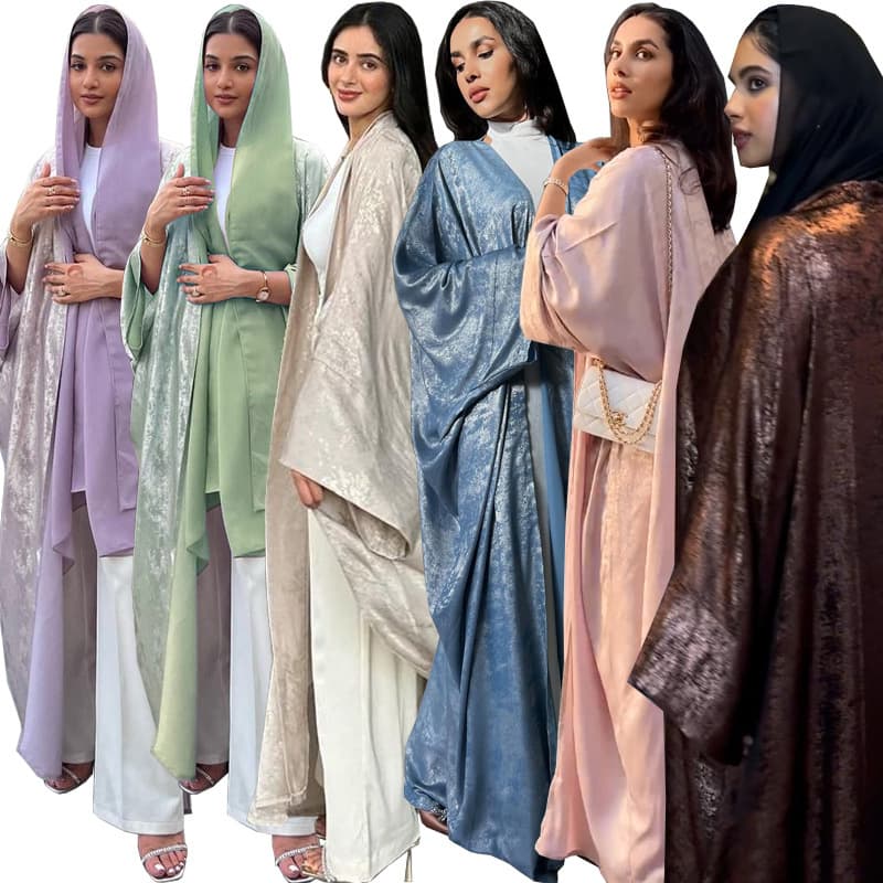 MQ101 Modest Cross-Border Ecommerce Hot-Selling Fashion Foil Fabric Outerwear Cardigan Robe for European and American Daily Matching