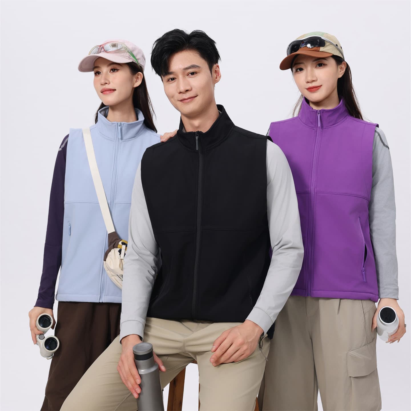 X27 outdoor lightweight softshell vests for volunteer public welfare activities, advertising photography workwear vests with printed text and logos.