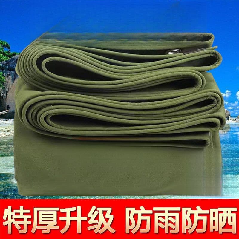 Traditional canvas waterproof and sunproof extra-thick PVC coated old-style oilcloth, green wear-resistant rainproof fabric for stall use.