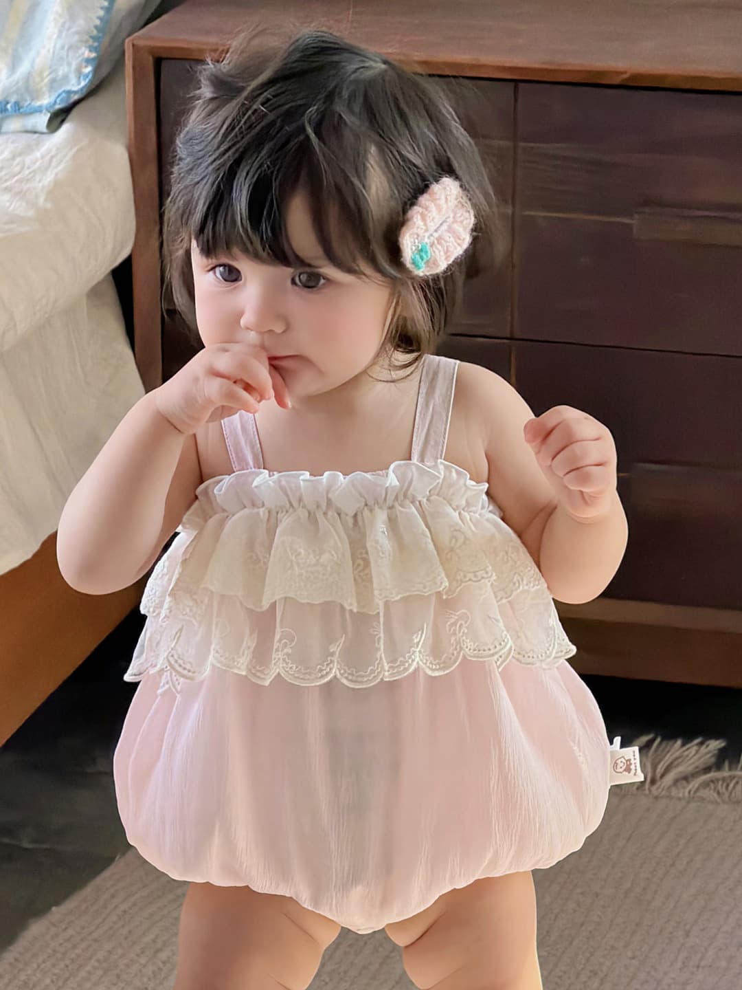Little Girl Princess Style Baby Bodysuit, Full Moon Baby Dress, Girls Lace Romper, Sweet Outing Baby Bodysuit