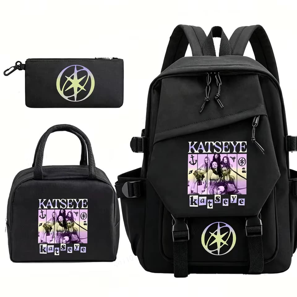 Kpop group KATSEYE backpack large capacity student school bag men and women fashion computer backpack lunch bag