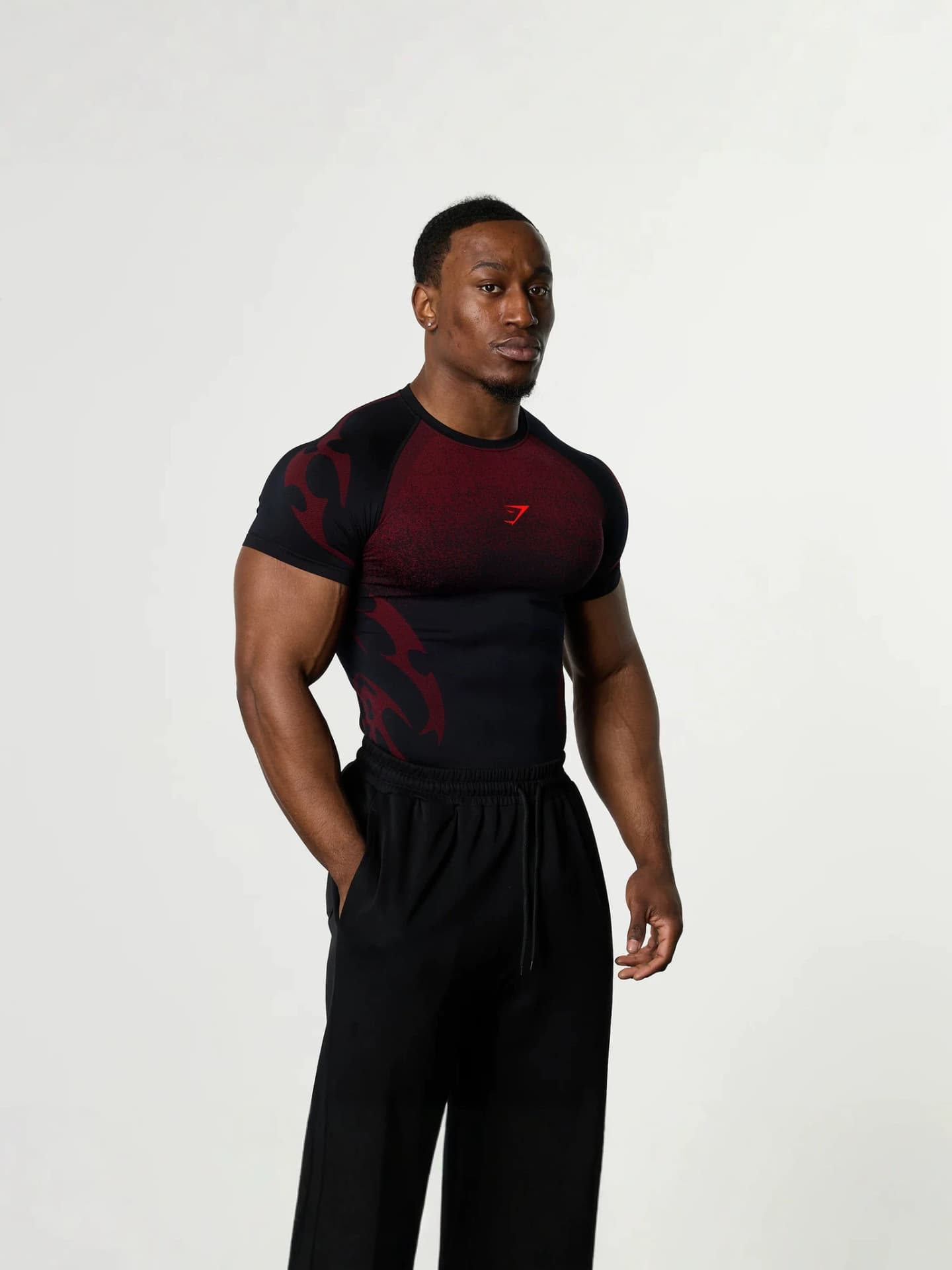 GYMSHARK Men's T-Shirt Muscle Workout Quick Dry Breathable Stretch Crew Neck Short Sleeve Tight Training Top