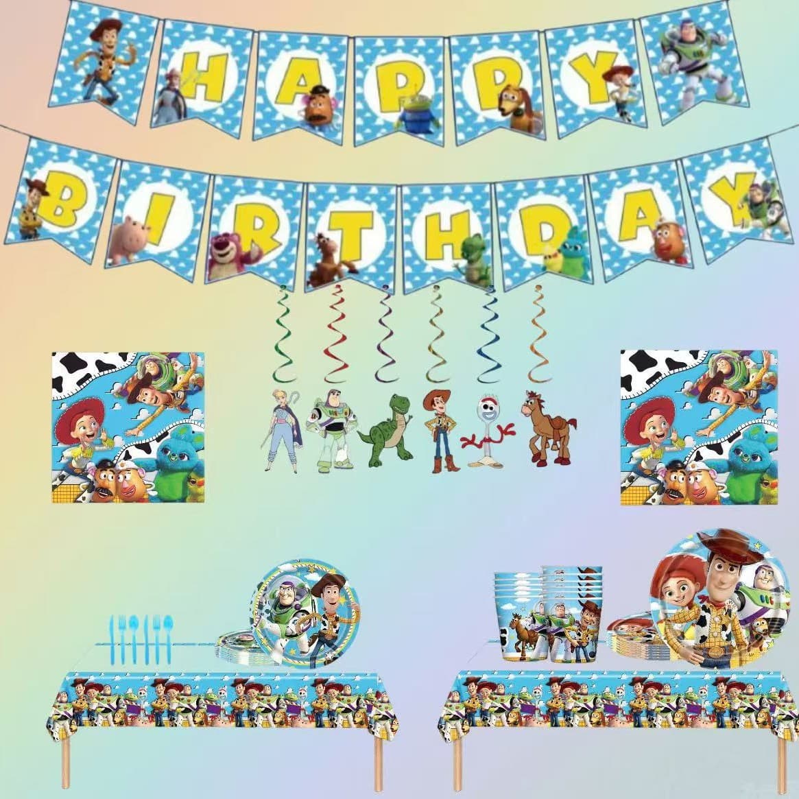 Cross-border spot Toy Story theme birthday party decoration plate disposable atmosphere layout banner hanging