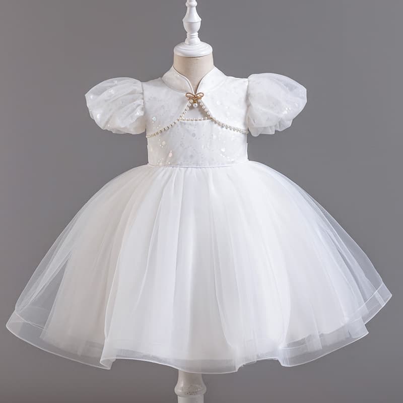 Girls new Chinese style princess dress summer dress children's national style mesh tutu skirt little girl wedding performance skirt