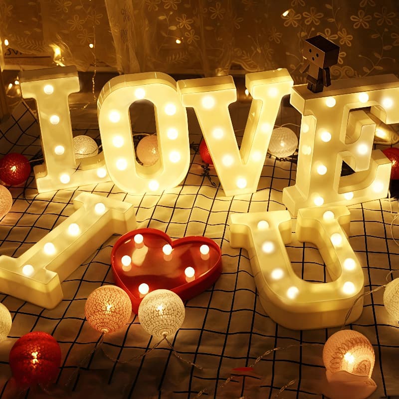 Cross-border LED letter lights for confession, marriage proposal, birthday, newlywed numbers, English scene layout, decorative styling lights for home use