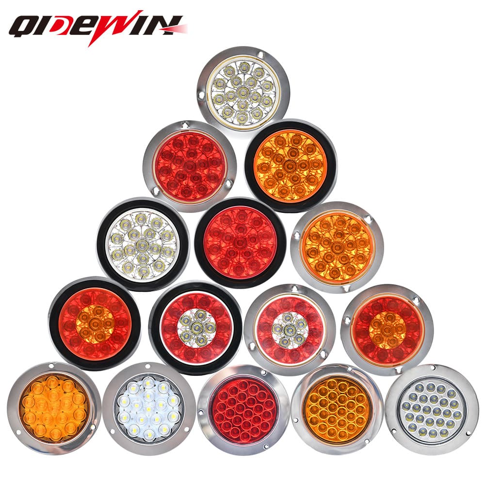 Cross-border Edge Light, Single Light 24V Super Bright Truck-Specific with Turn Signal, Round Dual-Color LED Tail Light