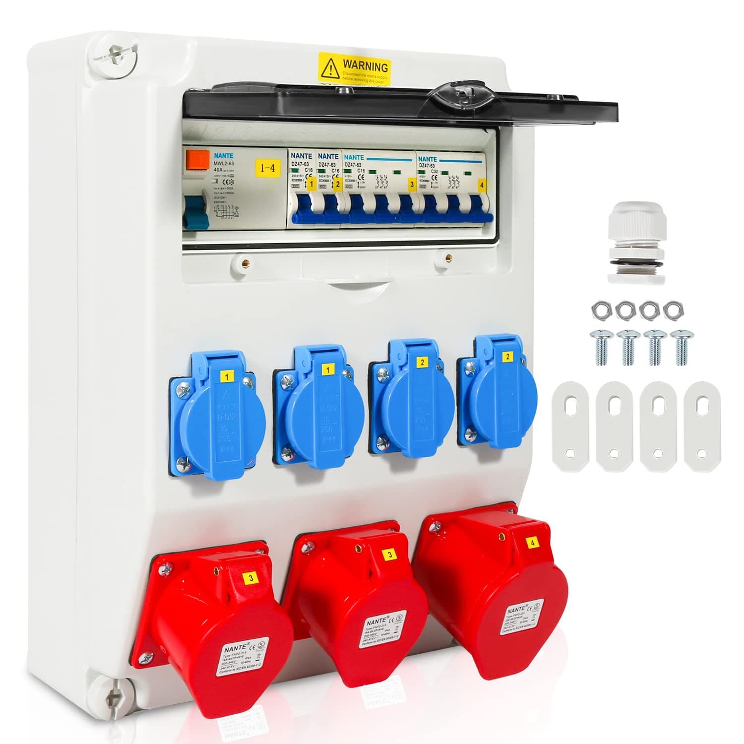 Joparri Construction Power Distributor with RCD Protection, Wall Distributor