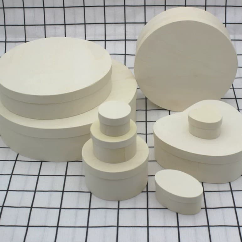 Cake Packaging Wooden Box, Poplar Round Leather Box for Wedding Favors, Chocolate Candy Packaging Gift Round Box