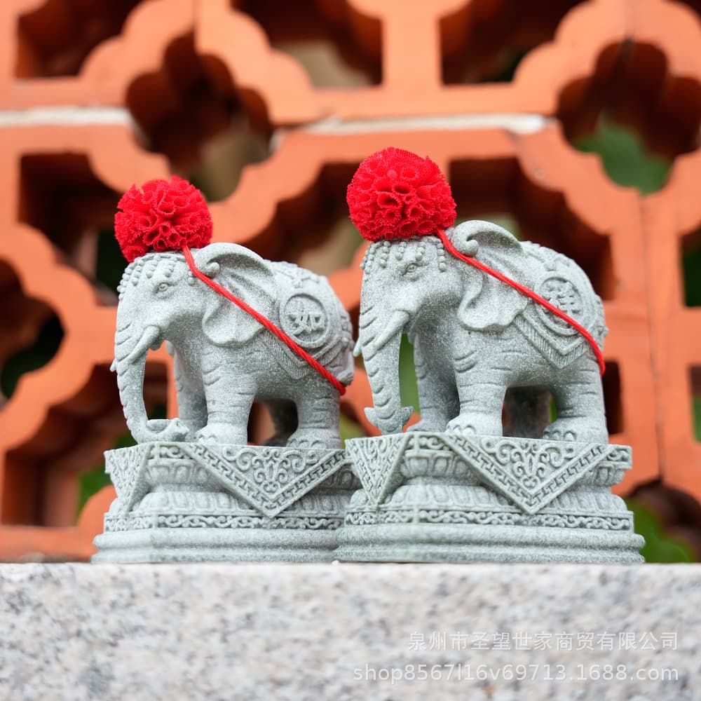 New Chinese Style Blue Sandstone Elephant Ornament, Living Room Wealth Attraction, Office Desk, Tea Table, Wine Cabinet Display, Mini Landscape Craft