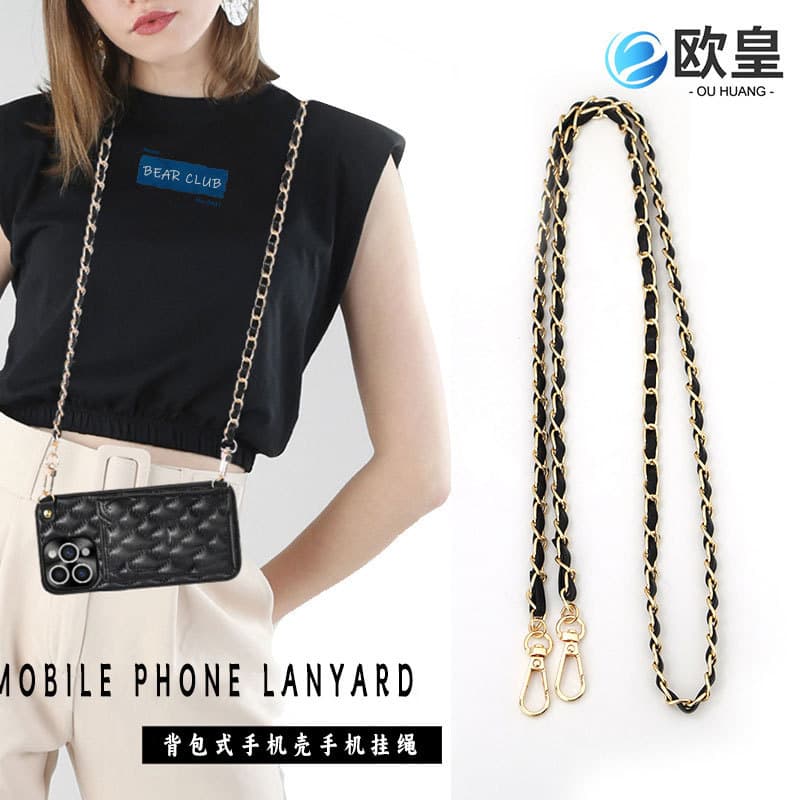 Bag chain accessories, Chanel-style leather bag chain strap backpack phone case shoulder strap crossbody strap metal chain