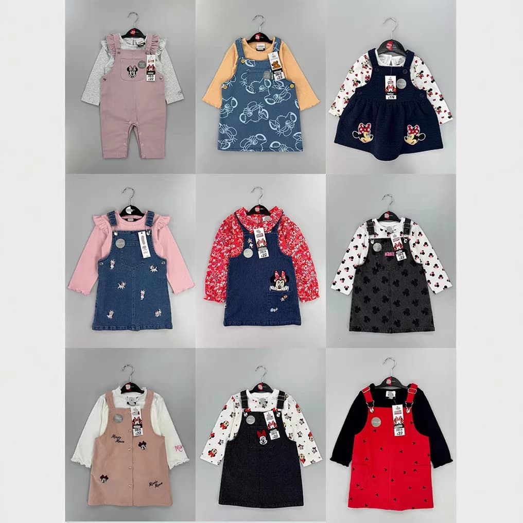 【First-hand Wholesale】Geo*rge & Dis*ney Kids Denim Overall Dress/Pants Long Sleeve Set