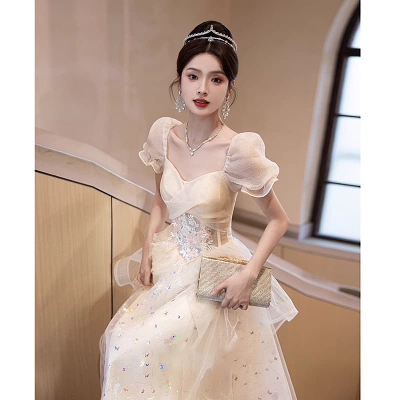 Women's Evening Dress French Luxury Niche High-end Stunning Birthday Banquet Coming-of-age Dress Super Fairy Host Summer