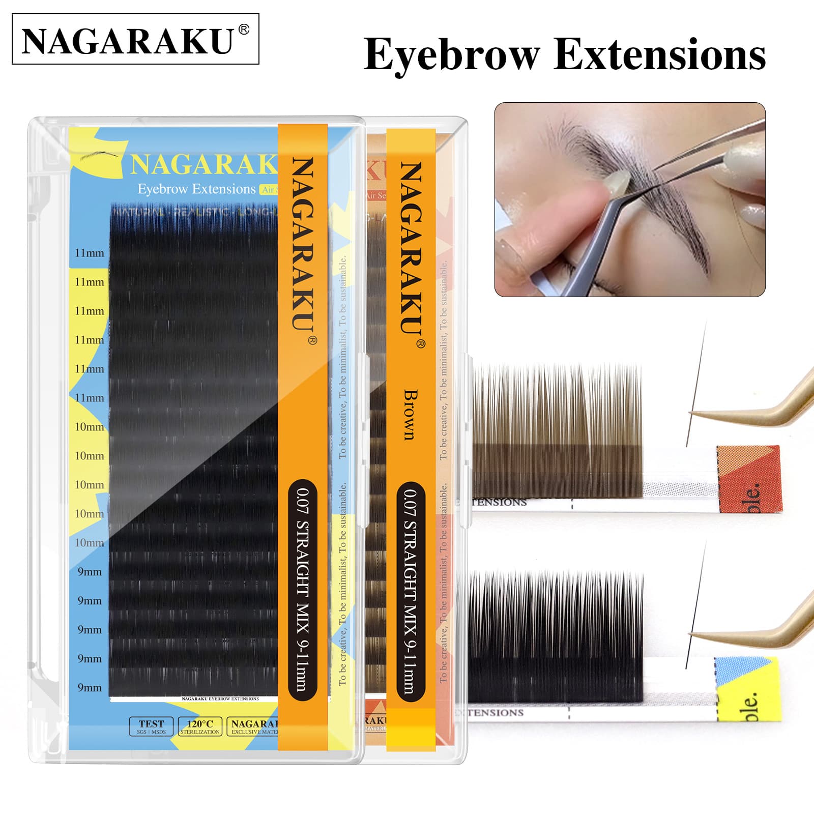 Nagaraku Grafted Eyelashes and Eyebrows Natural Original Thickness Single Strands Ultra-Soft Brown Black Baby Straight Wild Eyebrows