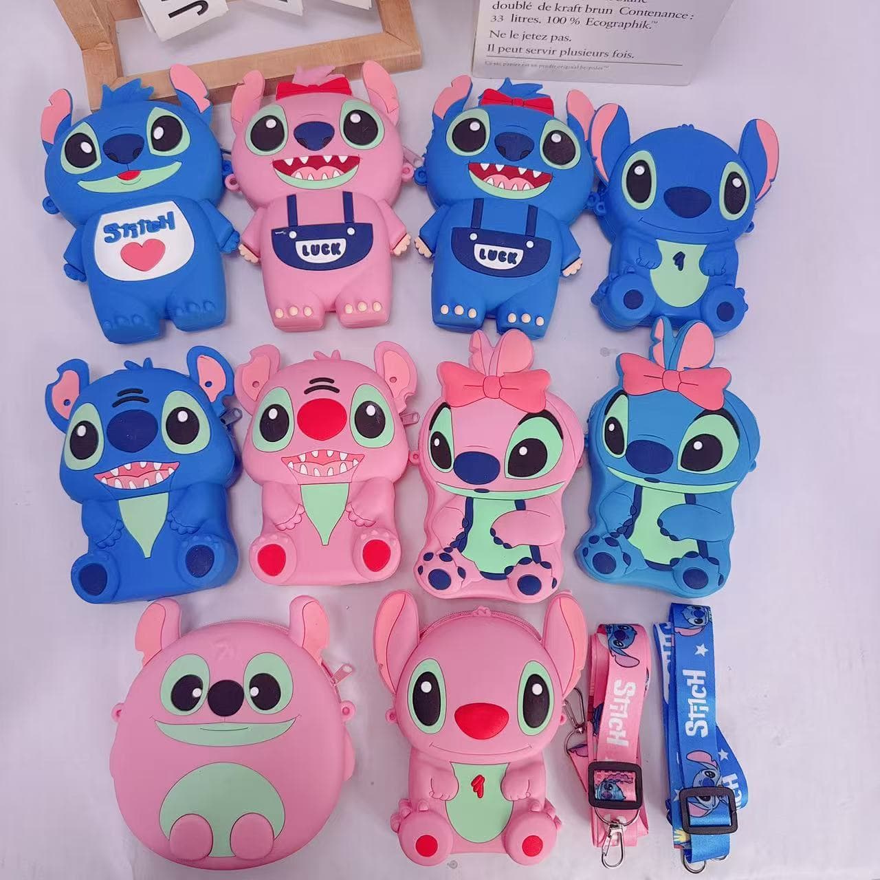 Export Best-seller Silicone Material Children's Cute Cartoon Stitch Medium Crossbody Bag with Headphone and Miscellaneous Storage