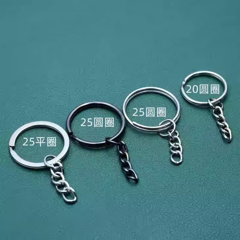 Key chain 30mm nickel plated flat ring with chain doll hanging buckle key chain alloy head DIY jewelry accessories