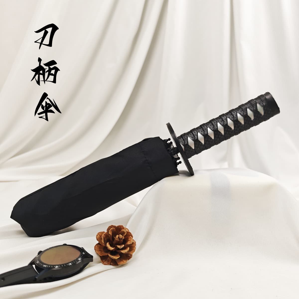 Cross-border shipping 30% off manual samurai sword handle umbrella vinyl advertising umbrella creative animation umbrella rain or shine dual-purpose umbrella in stock