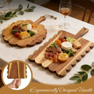 Wooden Charcuterie Board Lace Creative Tray Steak Platter Pizza Round Serving Handle Tray