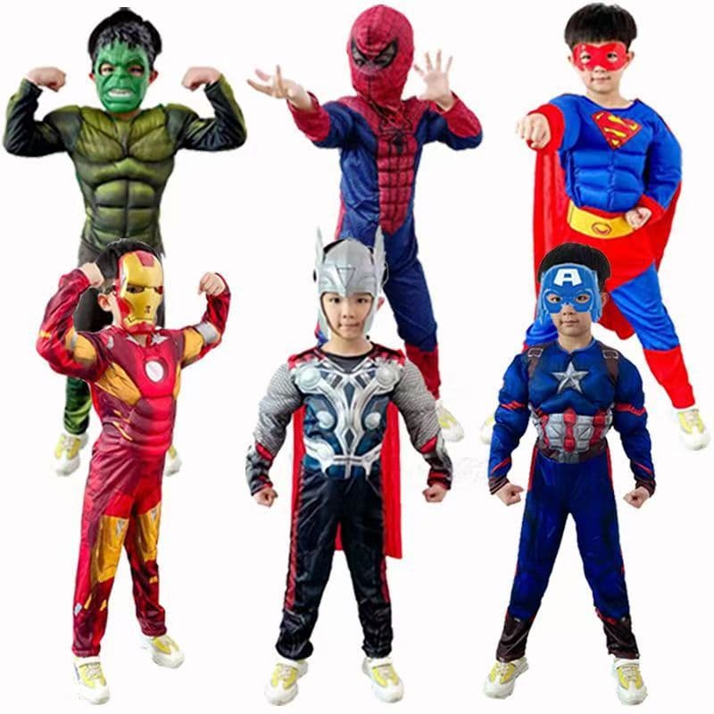 Captain America Iron Man Spider-Man Batman Muscle Costume Thor Hulk Optimus Prime Cos Children's Performance Costume
