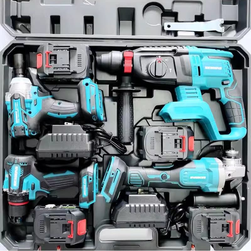 Strictly Selected Makita Style Tool Set Lithium Battery Electric Hammer Angle Grinder Electric Drill Electric Wrench 4-Piece Set