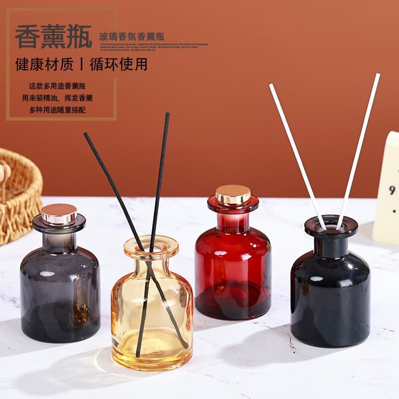 50ml100ml colored glass potbelly fragrance bottle fireless rattan fragrance bottle bedroom living room decoration ornaments expansion