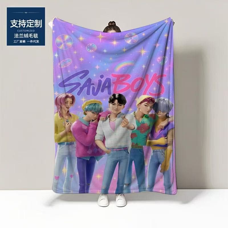 Hunters Male and Female Group Poster KPOP Flannel Blanket Wholesale Universal Pattern Office Air Conditioning Blanket Lap Throw