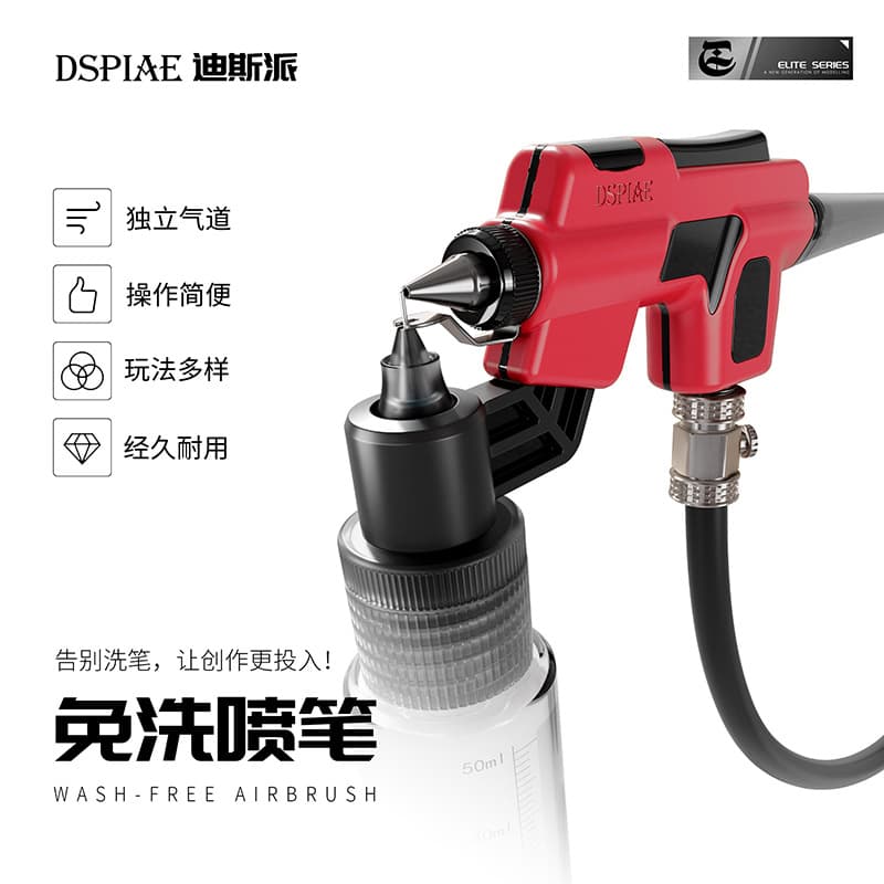 Dispai PT-AB No-Wash Airbrush, Modular Marker Airbrush Gun for Model Painting and Water Primer