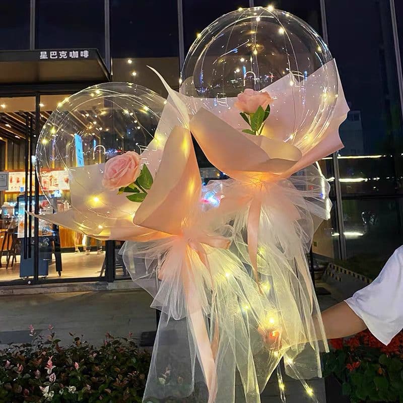 Internet celebrity Bobo ball manufacturer wholesale transparent Bobo balloons for holiday decoration luminous balloons with high elasticity