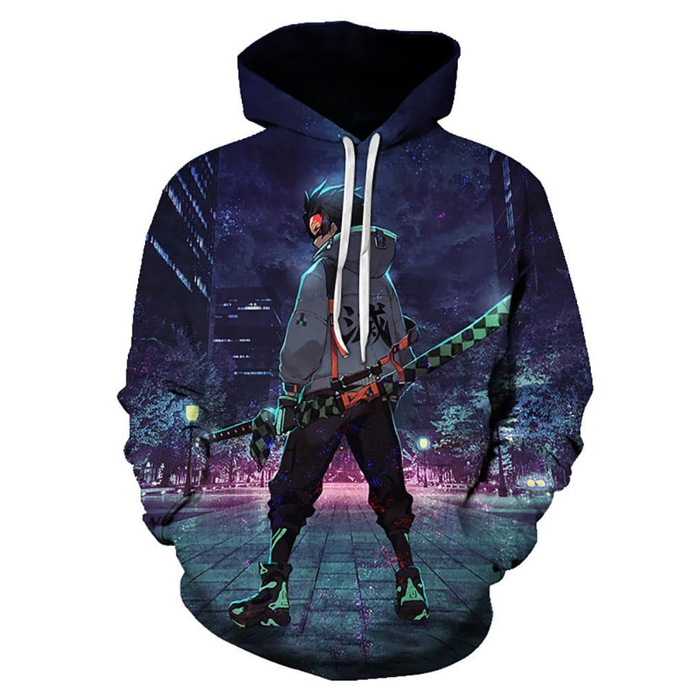 2025 Autumn New Demon Slayer Men's Hooded Sweatshirt Fashionable Casual 3D Digital Printed Sports Top